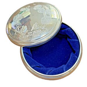 Vintage Salisbury Pewter USA Trinket Jewelry Box Jar November Chrysanthemum